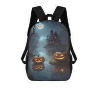 sinyumoney Halloween Night Haunted House Backpack School Lightweight Airport College Students Back Pack for Girl, Teen Girls 17inch