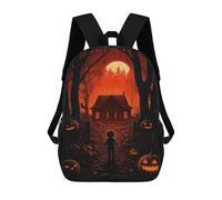 sinyumoney Halloween Night House Backpack School Bag Rucksack Casual Daypacks School Work Travel Bag for Men, Women & Teenage Boys 17inch