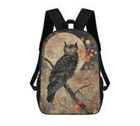 sinyumoney Halloween Night Owl Art Print Backpacks Kids 17inch School Backpack School Bag 3D Printed School Bag for Boys Elementary And Middle School Students