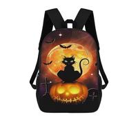 sinyumoney Halloween Night Pumpkin Cat Children's 17 Inch School Backpack 3D Printed Casual Daypacks for Kids Travel Rucksacks Book Bags Kids School Bag
