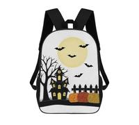 sinyumoney Halloween Night Scene with Haunted House Backpack School Bag School Secondary High School College Backpack Travel for Teenage Girls Boys Women Men 17inch