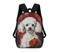 sinyumoney Halloween Poodle Art Print Rucksack Water Resistant Travel Backpack Computer Bag for Campus Outdoor Travel Sports 17inch