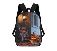 sinyumoney Halloween Porch Scene Backpack School Bag Water Resistant Computer Rucksack for Teenage Girls Boys Women Men 17inch