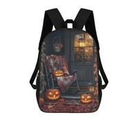 sinyumoney Halloween Porch with Jack-o-Lanterns Backpack School Bag Rucksack Casual Daypacks School Work Travel Bag for Men, Women & Teenage Boys 17inch