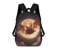 sinyumoney Halloween Pumpkin Bat Moon 3D Printed 17inch Kids School Bag Rucksacks Children's School Fashion Casual Back Pack High Capacity Travel Book Bags