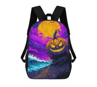 sinyumoney Halloween Pumpkin Beach Scene Children's School Backpack Fashion Casual 17inch 3D Printed School Bags Boy School Backpack Large Backpack
