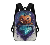 sinyumoney Halloween Pumpkin & Castle Backpack School Bag School Secondary High School College Backpack Travel for Teenage Girls Boys Women Men 17inch