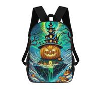sinyumoney Halloween Pumpkin Castle School Backpack Daypacks Business Backpack Water Resistant Bookbag - Perfect for Travel, Work And Daily Use 17inch