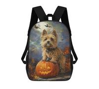 sinyumoney Halloween Pumpkin Dog Art Print-1 School Backpack Large School Backpack for Boys for Campus Outdoor Travel Sports 17inch