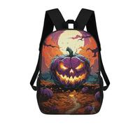 sinyumoney Halloween Pumpkin Full Moon 3D Printed 17inch School Bag Children's School Backpack Travel Backpacks Casual Fashion Bag for Kids School Students