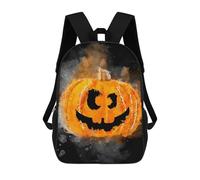 sinyumoney Halloween Pumpkin Head Backpacks Kids 17inch School Backpack School Bag 3D Printed School Bag for Boys Elementary And Middle School Students