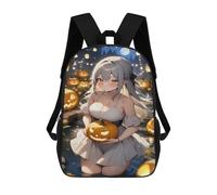 sinyumoney Halloween Pumpkin Night 17 Inch Backpack School Bag Rucksack for Girls Boys Large Capacity Kids Back Pack Lightweight School Bags for Children Students