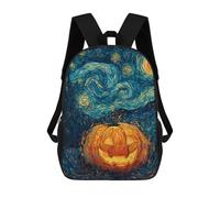 sinyumoney Halloween Pumpkin Night Sky School Backpack for Girls 17inch Casual Daypack Lightweight Rucksack Boy Girl Backpack for Middle School Students