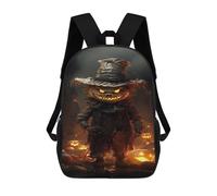 sinyumoney Halloween Pumpkin Scarecrow Horror 3D Printed Children's School Backpack for Kids High Capacity Travel Rucksacks 17 Inch Book Bags Kids
