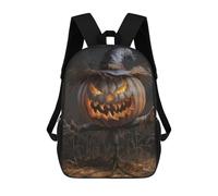sinyumoney Halloween Pumpkin Scarecrow Illustration Rucksack Lightweight Airport College Students Back Pack for Girls Boys Teenage 17inch