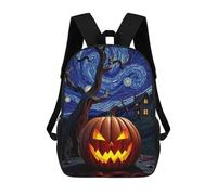 sinyumoney Halloween Pumpkin Starry Night School Backpack Fashion Stationery Backpack Waterproof Casual Daypacks for Teenage Girls Boys Women Men 17inch