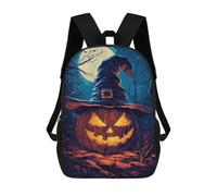 sinyumoney Halloween Pumpkin Witch Backpacks Kids 17inch School Backpack School Bag 3D Printed School Bag for Boys Elementary And Middle School Students