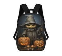 sinyumoney Halloween Pumpkin Witch Scene 17 Inch Backpack School Bag Rucksack for Girls Boys Large Capacity Kids Back Pack Lightweight School Bags for Children Students