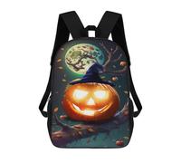 sinyumoney Halloween Pumpkin with Witch Hat Backpack School Bag High Secondary School Bags Casual Backpack - Perfect for Travel, Work And Daily Use 17inch