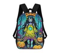 sinyumoney Halloween Queen in Enchanted Forest Children's Backpack, Schoolbag Large Capacity Students Bookbag Rucksack Knapsack for Boys Girls Adults Teen 17inch