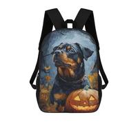 sinyumoney Halloween Rottweiler Pumpkin Art Children's Backpacks 17inch School Backpack 3D Printed Bag Bookbag for Kids Travel Rucksacks Boy Girl Book Bags Kids School Bag