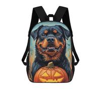 sinyumoney Halloween Rottweiler Pumpkin Art Print School Backpack High Secondary School Bags Casual Backpack for Girl, Teen Girls 17inch