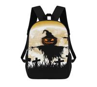 sinyumoney Halloween Scarecrow Moon Wallpaper 3D Printed 17 Inch School Backpack Children's Backpacks 3D Printed Cool Knapsack for Boys Elementary And Middle