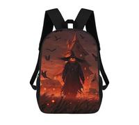 sinyumoney Halloween Scarecrow with Glowing Eyes Rucksack Secondary Causal Travel High School Bags for Boys/Girls/Teenagers 17inch