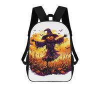 sinyumoney Halloween Scarecrow with Pumpkin Head Backpacks Kids 17inch School Backpack School Bag 3D Printed School Bag for Boys Elementary And Middle School Students