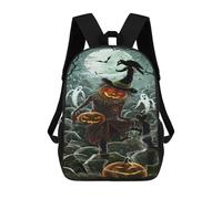 sinyumoney Halloween Scarecrow with Pumpkins Backpack School Bag Business Durable Laptop Bag- Perfect for Travel, Work And Daily Use 17inch