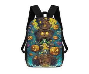 sinyumoney Halloween Ship with Girl Backpack 3D Print Kids Bag Elementary Students Daypack Lightweight School Bag for Children Girls Boys Nursery Lunch Pack 17inch