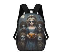 sinyumoney Halloween Spooky Children with Pumpkin Backpack School Rucksack Casual Daypacks School Work Travel Bag for Girl, Teen Girls 17inch