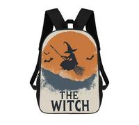 sinyumoney Halloween The Witch Children's Backpack, 3D Printed School Backpack, Backpack for Boys Girls, Adjustable School Bag for Primary School 17inch
