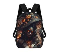 sinyumoney Halloween Witch 3D Printed Children's School Backpack for Kids High Capacity Travel Rucksacks Book Bags Kids School Bag Back Pack 17inch