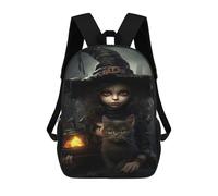 sinyumoney Halloween Witch And Cat Backpack School Water Resistant Travel Backpack Computer Bag - Perfect for Travel, Work And Daily Use 17inch