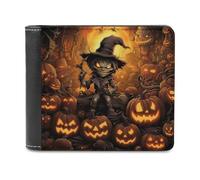 sinyumoney Halloween Witch and Pumpkins 3D Print Clutch Purse Credit Card Slots Banknote Compartments Slim Elegant Wallets for Boys Girls 11.7cm*9.5cm