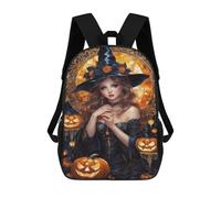 sinyumoney Halloween Witch Art Print 17 Inch Backpack School Bag Rucksack for Girls Boys Large Capacity Kids Back Pack Lightweight School Bags for Children Students