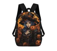 sinyumoney Halloween Witch Art Print School Backpack Business Laptop Rucksack Bag Unisex Casual Daypack for Men, Women & Teenage Boys 17inch