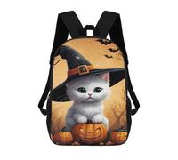 sinyumoney Halloween Witch Cat Decor-4 Backpack School Bag Business Laptop Rucksack Bag Unisex Casual Daypack for School/Work/Travel 17inch