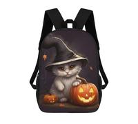 sinyumoney Halloween Witch Cat with Pumpkins School Backpack Fashion Stationery Backpack Waterproof Casual Daypacks for Camping Outdoor Adventures And Daily Travel 17inch