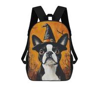 sinyumoney Halloween Witch Dog Art Print-2 Backpacks Kids 17inch School Backpack School Bag 3D Printed School Bag for Boys Elementary And Middle School Students