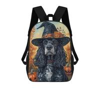 sinyumoney Halloween Witch Dog Art Print-3 School Backpack High Secondary School Bags Casual Backpack for Girl, Teen Girls 17inch