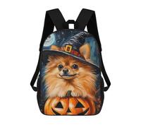 sinyumoney Halloween Witch Dog Art Print-4 Backpacks 3D Printed 17inch Kids School Backpack Outdoor Casual Daypack Casual Travel Bags for Middle School Students