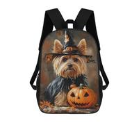 sinyumoney Halloween Witch Dog Art Print-7 Backpacks Kids 17inch School Backpack School Bag 3D Printed School Bag for Boys Elementary And Middle School Students