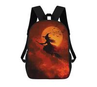 sinyumoney Halloween Witch Flying Broomstick -1 Backpacks Kids 17inch School Backpack School Bag 3D Printed School Bag for Boys Elementary And Middle School Students