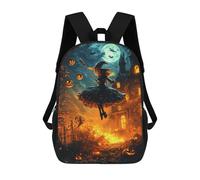 sinyumoney Halloween Witch Flying Broomstick -3 Backpack School Bag High Secondary School Bags Casual Backpack - Perfect for Travel, Work And Daily Use 17inch
