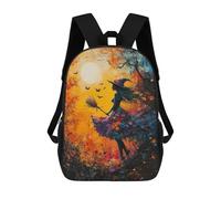 sinyumoney Halloween Witch Painting Backpack School Bag High Secondary School Bags Casual Backpack for Teenage Girls Boys Women Men 17inch