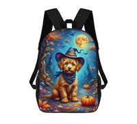 sinyumoney Halloween Witch Puppy School Backpack Water Resistant School Bag Business Backpack for Men/Women 17inch