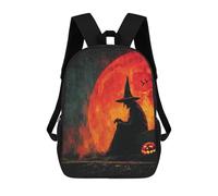 sinyumoney Halloween Witch with Jack-o'-lantern School Bags School Secondary High School College Backpack Travel for Boys/Girls/Teenagers 17inch