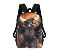 sinyumoney Halloween Witch with Jack-o'-Lanterns School Bags Large Lightweight Casual Backpack for Camping Outdoor Adventures And Daily Travel 17inch